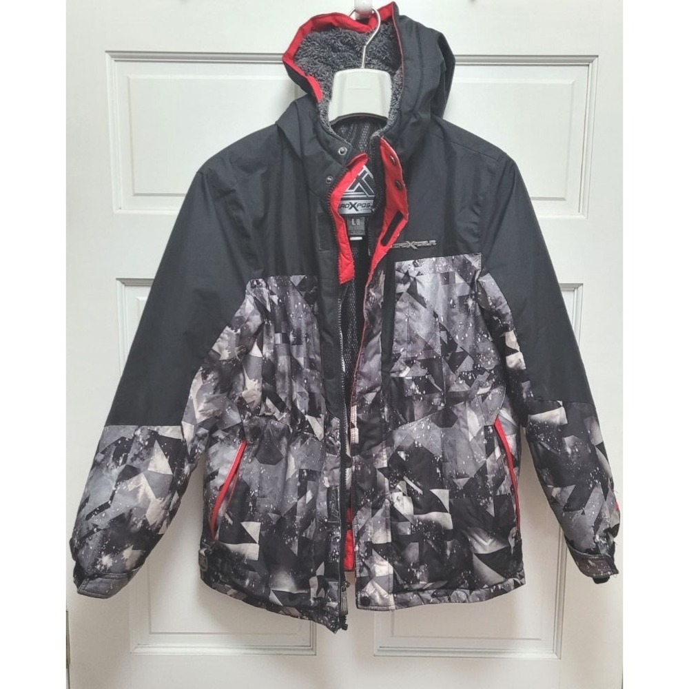 Zeroxposur Boy's Geometric Print Coat w/ Zip Pockets - Black/White/Red - L 14/16